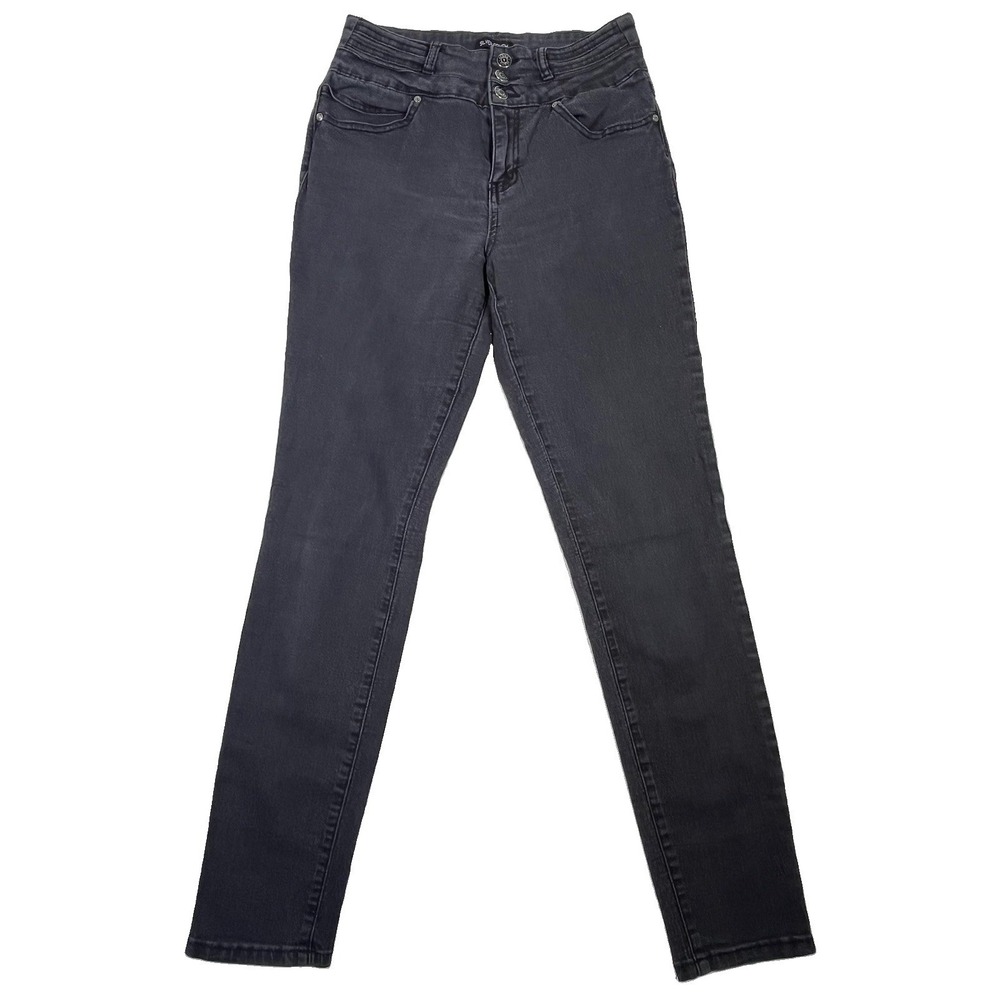 Silver Crush Black Skinny Jeans Womens 9/10 High Rise Stretch 3 Button Denim